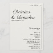 Old Money Minimalist ECRU White Wedding Program Programmakaart (Voorkant)