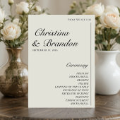 Old Money Minimalist ECRU White Wedding Program Programmakaart