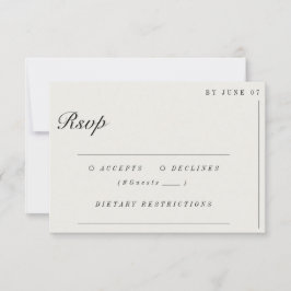 Old Money Minimalist Ecru White Wedding RSVP