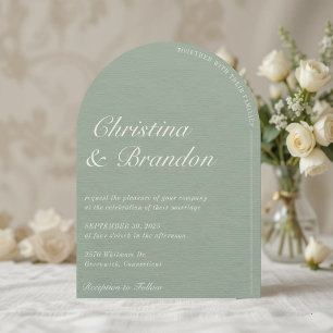 Old Money Minimalist Sage Green Huwelijksuitnodigi Kaart