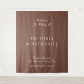 Old Money Mocha Brown Fabric Wedding Welcome Sign Wandkleed (Voorkant)