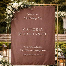 Old Money Mocha Brown Fabric Wedding Welcome Sign Wandkleed