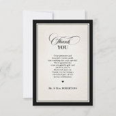 Old Money Modern Formal Black Luxury Chic Wedding Bedankkaart (Voorkant)