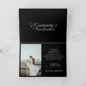 Old Money Modern Formal Black Luxury Chic Wedding Bedankkaart (Binnen)