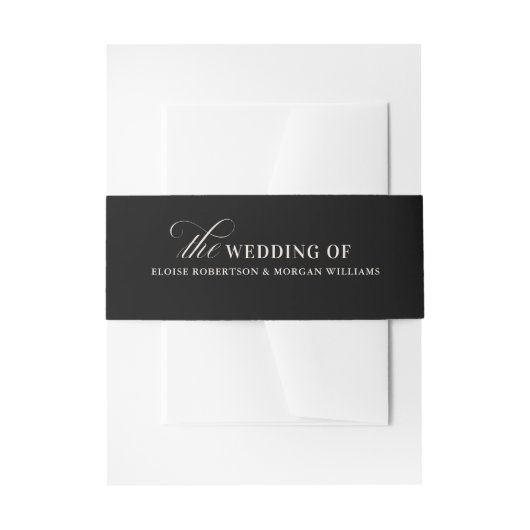 Old Money Modern Formal Black Luxury Chic Wedding Uitnodigingen Wikkel (Voorkant Voorbeeld)