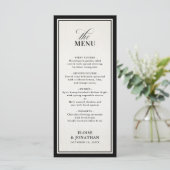 Old Money Modern Formal Black Luxury Wedding Menu (Staand voorkant)
