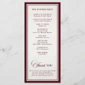 Old Money Modern Formal Burgundy Luxury Wedding Programmakaart (Achterkant)