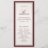 Old Money Modern Formal Burgundy Luxury Wedding Programmakaart (Voorkant)