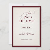 Old Money Modern Formal Burgundy Luxury Wedding Save The Date (Voorkant)