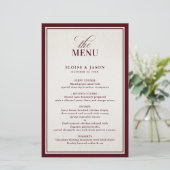 Old Money Modern Formal Burgundy Wedding Menu (Staand voorkant)