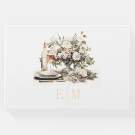 Old Money Monogrammed Champagne en Blush Wedding Gastenboek