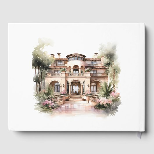 Old Money Monogrammed Champagne en Blush Wedding Gastenboek (Achterkant)