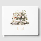 Old Money Monogrammed Champagne en Blush Wedding Gastenboek (Voorkant)