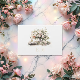 Old Money Monogrammed Champagne en Blush Wedding Gastenboek