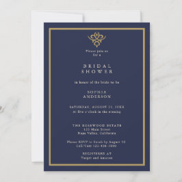 Old Money Navy Blue  Bridal Shower Invitation Kaart