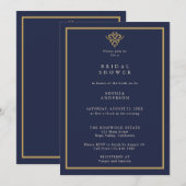 Old Money Navy Blue  Bridal Shower Invitation Kaart (Voorkant / Achterkant)