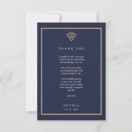 Old Money Navy Blue Flat Thank You Card Bedankkaart