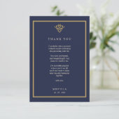 Old Money Navy Blue Flat Thank You Card Bedankkaart (Staand voorkant)
