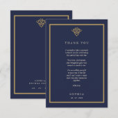 Old Money Navy Blue Flat Thank You Card Bedankkaart (Voorkant / Achterkant)
