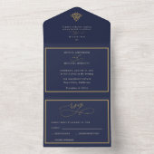 Old Money Navy Blue Wedding All In One Invitation All In One Uitnodiging (Binnen)