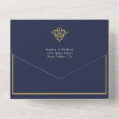 Old Money Navy Blue Wedding All In One Invitation Uitnodiging (Achterkant)