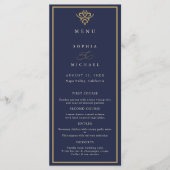 Old Money Navy Blue Wedding Flat Menu (Voorkant)