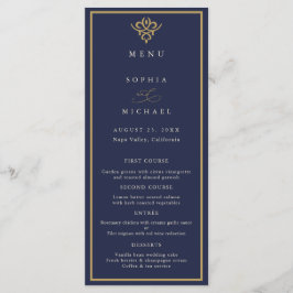 Old Money Navy Blue Wedding Flat Menu