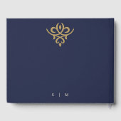 Old Money Navy Blue Wedding Guest Book Gastenboek (Achterkant)