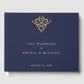 Old Money Navy Blue Wedding Guest Book Gastenboek (Voorkant)