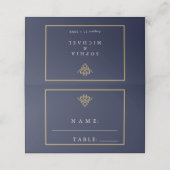 Old Money Navy Blue Wedding Place Card Plaatskaartje (Buitenkant ongevouwen)