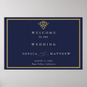 Old Money Navy Blue Wedding Poster (Voorkant)