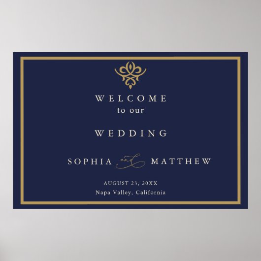 Old Money Navy Blue Wedding  Poster (Voorkant)
