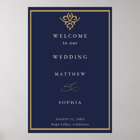 Old Money Navy Blue Wedding  Poster (Voorkant)