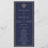 Old Money Navy Blue Wedding Program Programmakaart (Voorkant)