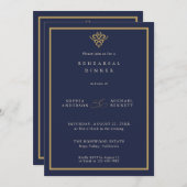 Old Money Navy Blue Wedding Rehearsal Dinner  Kaart (Voorkant / Achterkant)