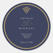 Old Money Navy Blue Wedding Sticker (Voorkant)