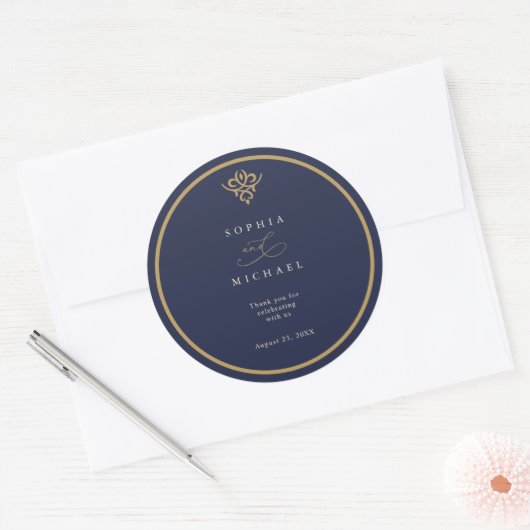 Old Money Navy Blue Wedding Sticker (Envelop)