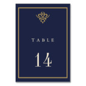 Old Money Navy Blue Wedding Table Card Kaart (Achterkant)