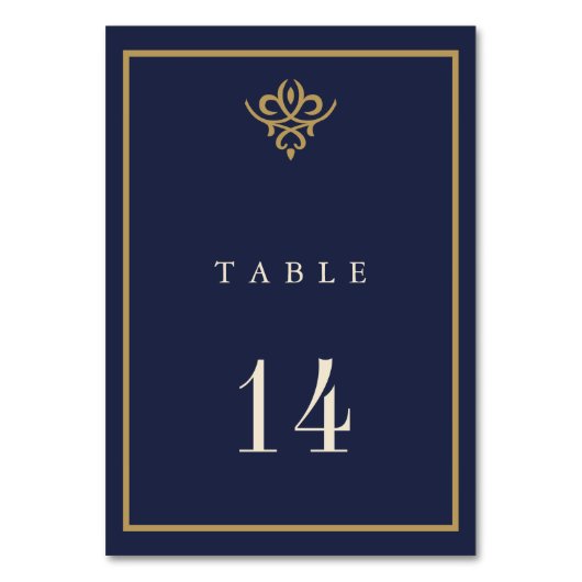 Old Money Navy Blue Wedding Table Card Kaart (Voorkant)