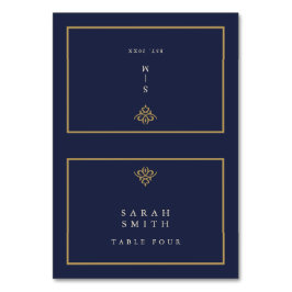 Old Money Navy Blue Wedding Table Place Card Kaart