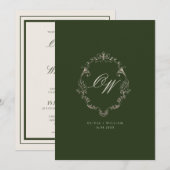 Old Money Olive Green Elegant Monogram Wedding Kaart (Voorkant / Achterkant)