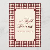 Old Money Red & Ivory Checkered Rehearsal Dinner  Kaart (Voorkant)
