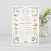 Old Money Regency Floral Tea Party Bridal Shower Kaart (Staand voorkant)