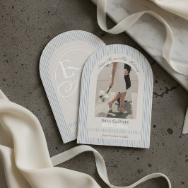 Old Money Script Blue Stripe Foto Sla de datum op Kaart