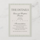 Old Money Script Green Stripe Wedding Details Informatiekaartje (Voorkant)