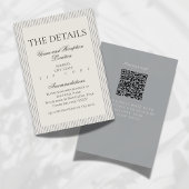 Old Money Script Neutral Stripe Wedding Details Informatiekaartje