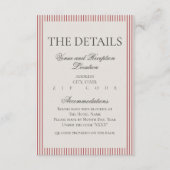 Old Money Script Red Stripe Wedding Details Informatiekaartje (Voorkant)