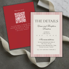 Old Money Script Red Stripe Wedding Details Informatiekaartje