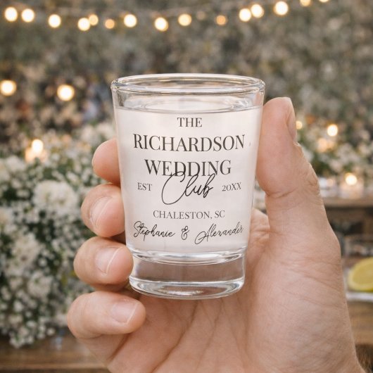 Old Money Social Club Custom Wedding Merch Favor Shot Glas