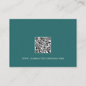 Old Money Teal Classic QR Code Wedding Informatiekaartje (Achterkant)